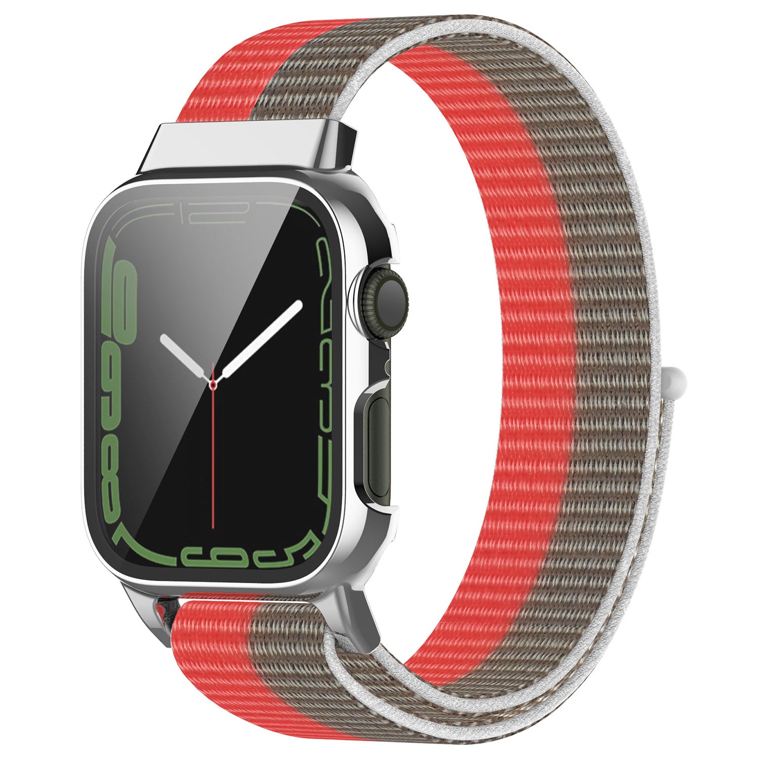 Loop Fastener Nylon Watch Band Strap + Tempered Glass Film Electroplating PC Watch Case Cover for Apple Watch Series 7 45mm Loop Fastener Nylon Watch Band Strap + Tempered Glass Film Electroplating PC Watch Case Cover for Apple Watch Series 7 45mm
